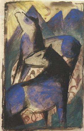 Franz Marc Two Blue Horses (mk34) France oil painting art